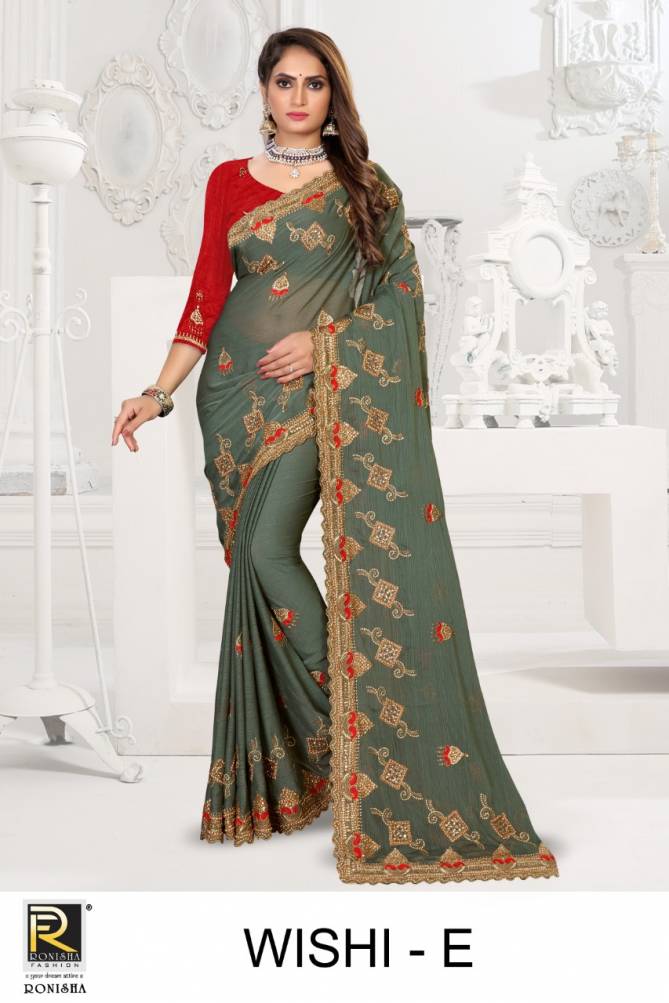Ronisha Wishi New Designer Exclusive Wear Embroidery Saree Collection